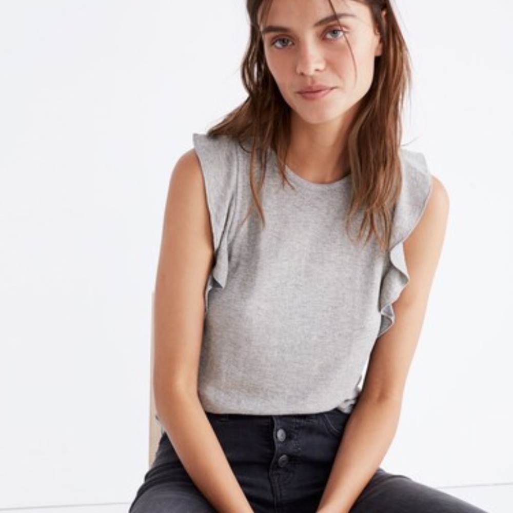 Madewell Metallic Ruffle Tank Top